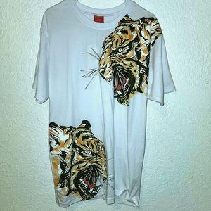 Victorious Mens White Tiger Tshirt, Size XL, Tee